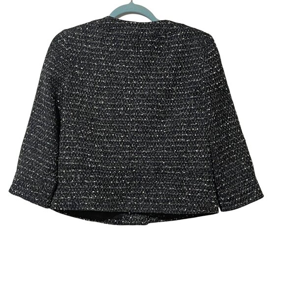 Michael Kors Size S Black & White Tweed Cropped Jacket Goldtone Hardware Pockets - Picture 6 of 12
